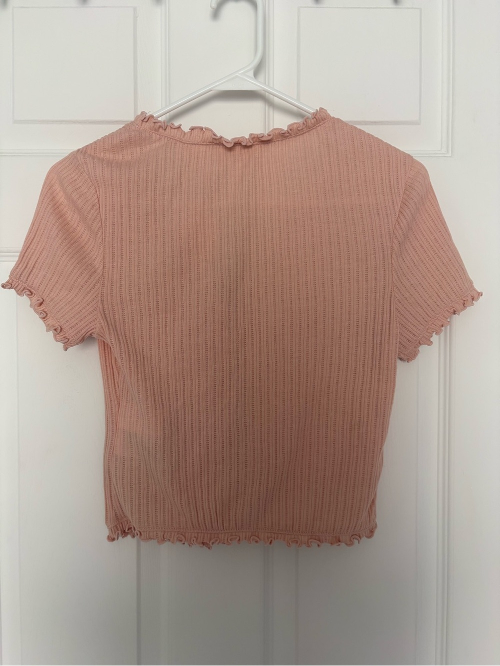 Levi's Light Pink Ruffle-Trim Ribbed Button Top - Picture 4 of 5